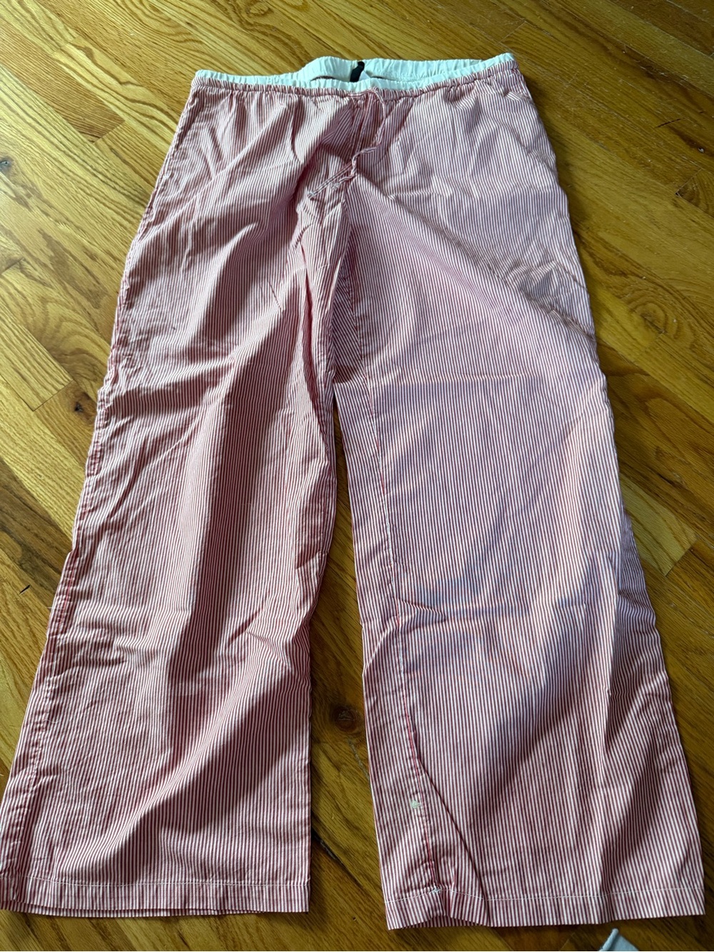 H&M Red and White Striped Elastic-Waist Pajama Shorts